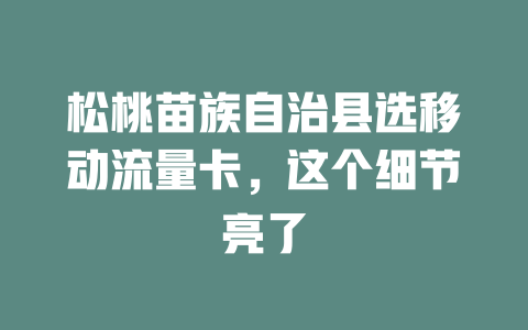 松桃苗族自治县选移动流量卡，这个细节亮了