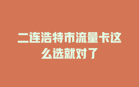 二连浩特市流量卡这么选就对了
