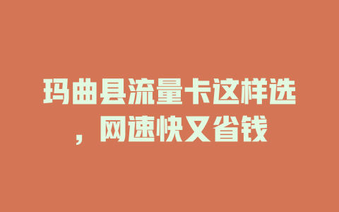 玛曲县流量卡这样选，网速快又省钱