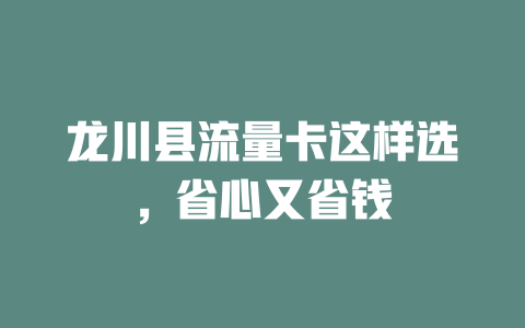 龙川县流量卡这样选，省心又省钱