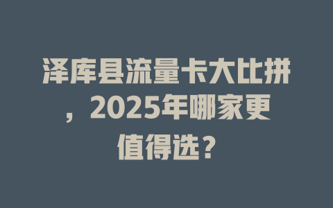 泽库县流量卡大比拼，2025年哪家更值得选？