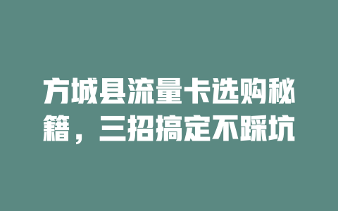 方城县流量卡选购秘籍，三招搞定不踩坑