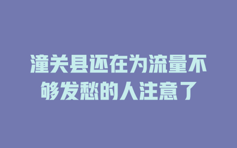 潼关县还在为流量不够发愁的人注意了
