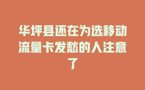 华坪县还在为选移动流量卡发愁的人注意了