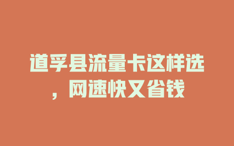 道孚县流量卡这样选，网速快又省钱