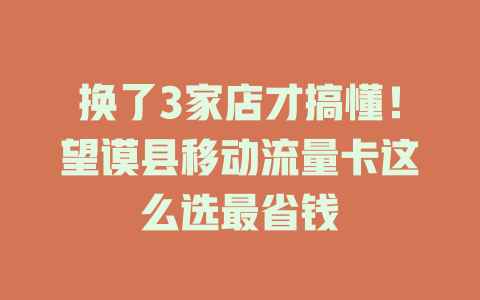 换了3家店才搞懂！望谟县移动流量卡这么选最省钱