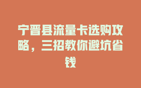 宁晋县流量卡选购攻略，三招教你避坑省钱