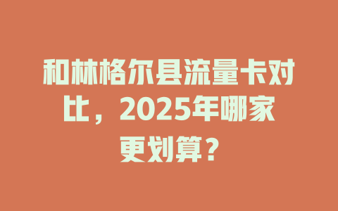 和林格尔县流量卡对比，2025年哪家更划算？