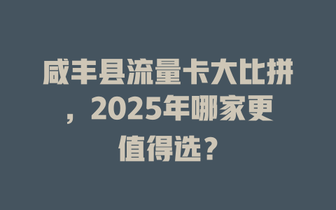 咸丰县流量卡大比拼，2025年哪家更值得选？