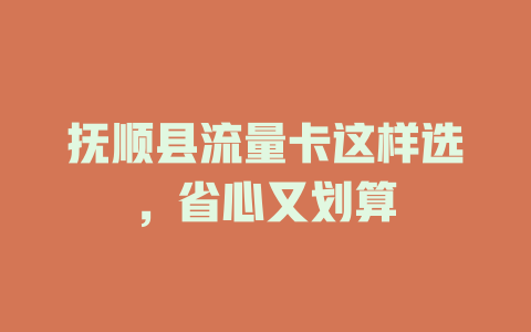 抚顺县流量卡这样选，省心又划算