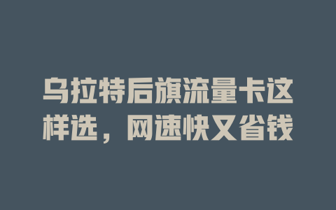 乌拉特后旗流量卡这样选，网速快又省钱
