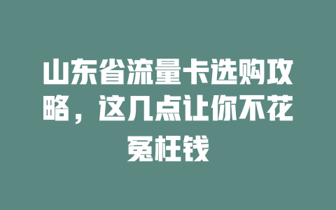 山东省流量卡选购攻略，这几点让你不花冤枉钱