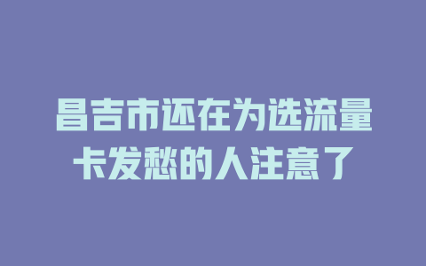昌吉市还在为选流量卡发愁的人注意了