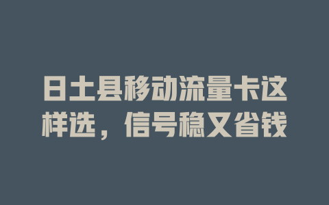 日土县移动流量卡这样选，信号稳又省钱