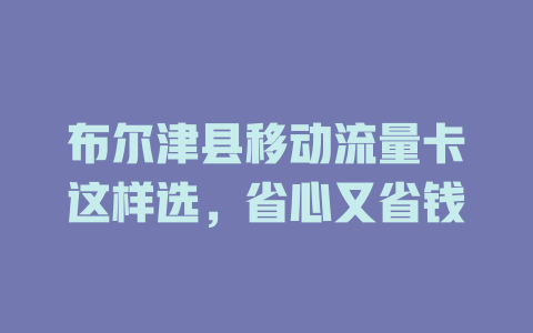 布尔津县移动流量卡这样选，省心又省钱
