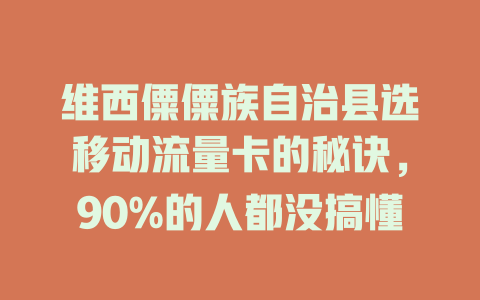 维西僳僳族自治县选移动流量卡的秘诀，90%的人都没搞懂