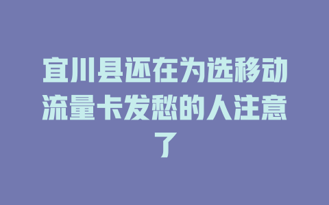 宜川县还在为选移动流量卡发愁的人注意了