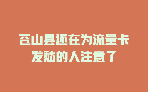 苍山县还在为流量卡发愁的人注意了
