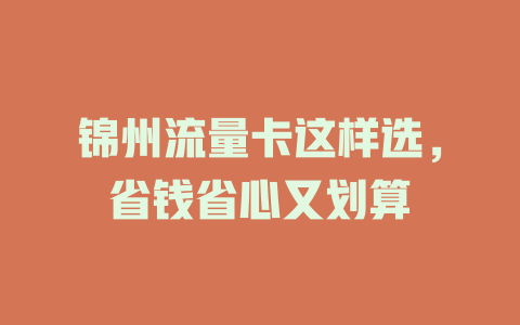 锦州流量卡这样选，省钱省心又划算
