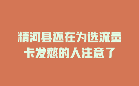 精河县还在为选流量卡发愁的人注意了