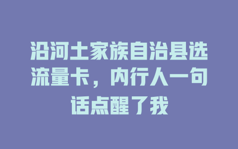 沿河土家族自治县选流量卡，内行人一句话点醒了我