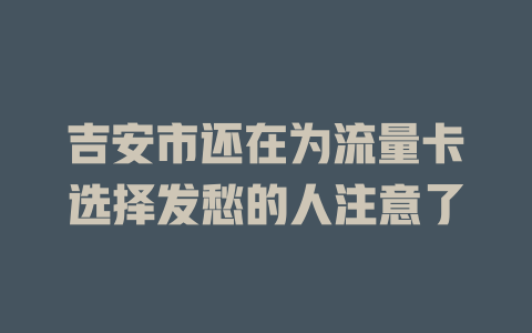 吉安市还在为流量卡选择发愁的人注意了