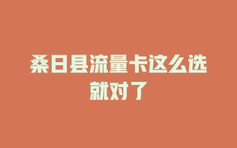 桑日县流量卡这么选就对了