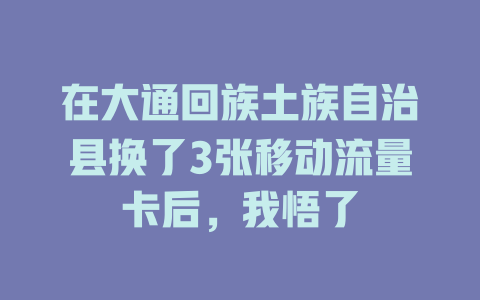 在大通回族土族自治县换了3张移动流量卡后，我悟了