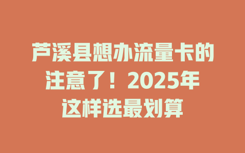 芦溪县想办流量卡的注意了！2025年这样选最划算