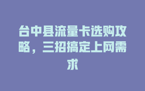 台中县流量卡选购攻略，三招搞定上网需求