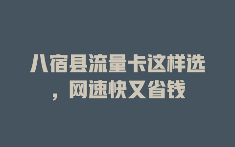 八宿县流量卡这样选，网速快又省钱