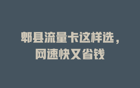 郫县流量卡这样选，网速快又省钱