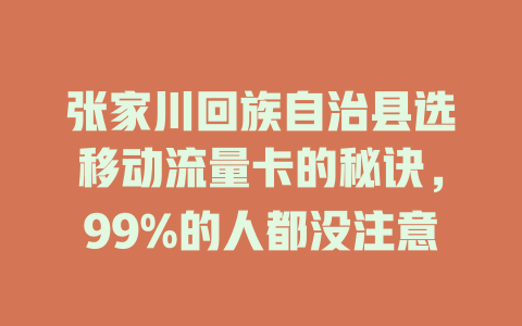 张家川回族自治县选移动流量卡的秘诀，99%的人都没注意