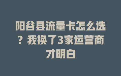 阳谷县流量卡怎么选？我换了3家运营商才明白