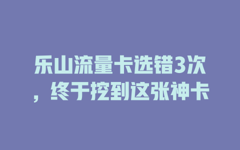乐山流量卡选错3次，终于挖到这张神卡