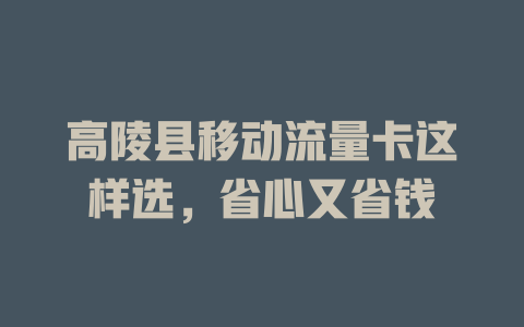 高陵县移动流量卡这样选，省心又省钱