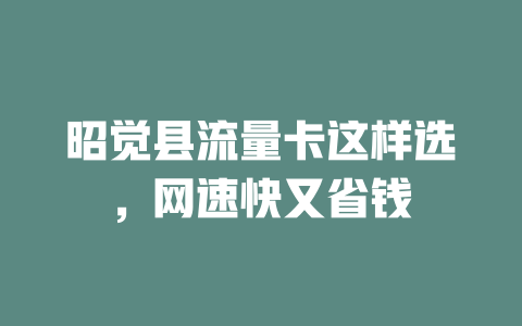 昭觉县流量卡这样选，网速快又省钱