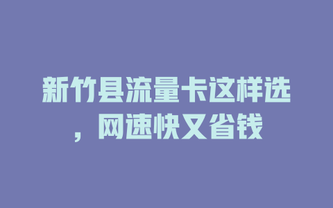新竹县流量卡这样选，网速快又省钱