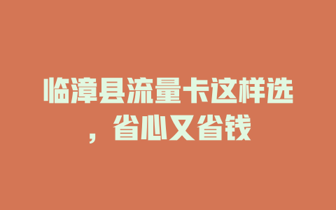 临漳县流量卡这样选，省心又省钱