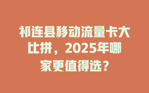 祁连县移动流量卡大比拼，2025年哪家更值得选？