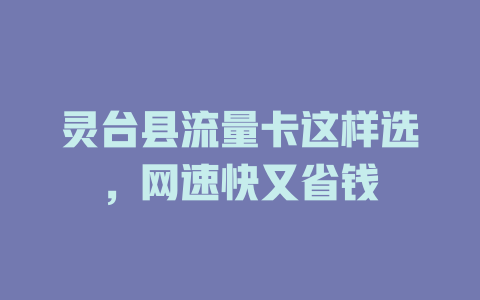 灵台县流量卡这样选，网速快又省钱