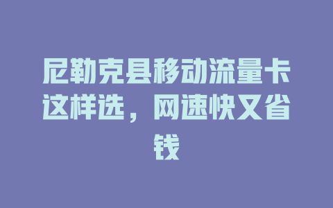 尼勒克县移动流量卡这样选，网速快又省钱