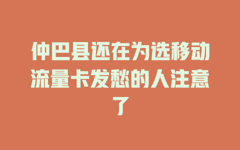 仲巴县还在为选移动流量卡发愁的人注意了