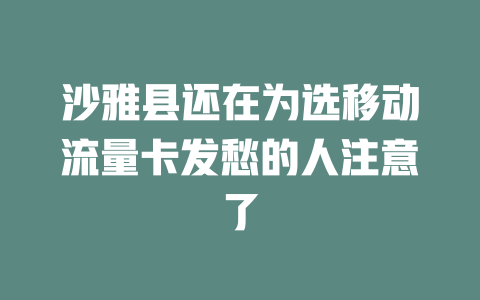 沙雅县还在为选移动流量卡发愁的人注意了