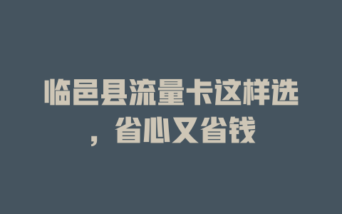 临邑县流量卡这样选，省心又省钱