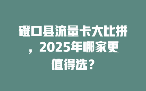 磴口县流量卡大比拼，2025年哪家更值得选？