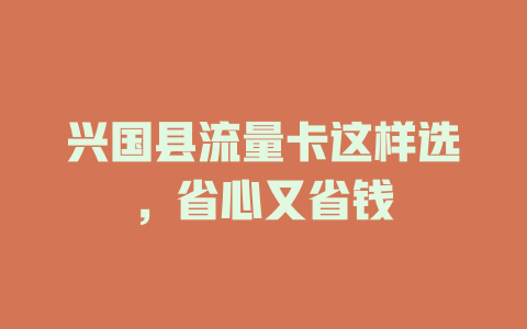 兴国县流量卡这样选，省心又省钱