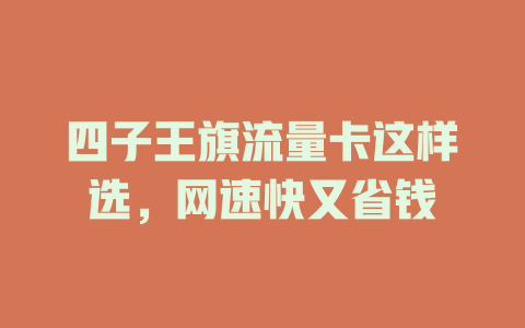 四子王旗流量卡这样选，网速快又省钱