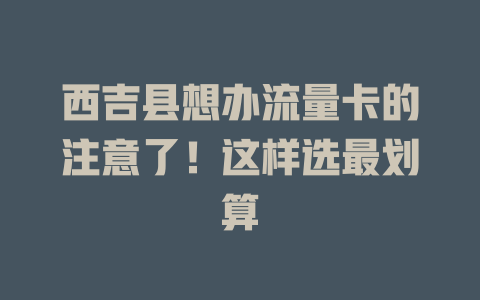 西吉县想办流量卡的注意了！这样选最划算