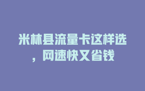 米林县流量卡这样选，网速快又省钱